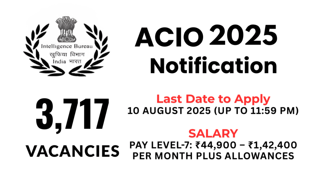 IB ACIO 2025 Notification – Apply for 3,717 Vacancies!